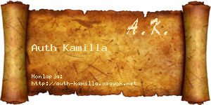 Auth Kamilla névjegykártya